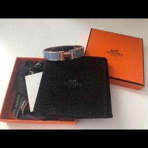 Authentic Hermès Grey silver clic clac logo H bracelet PM